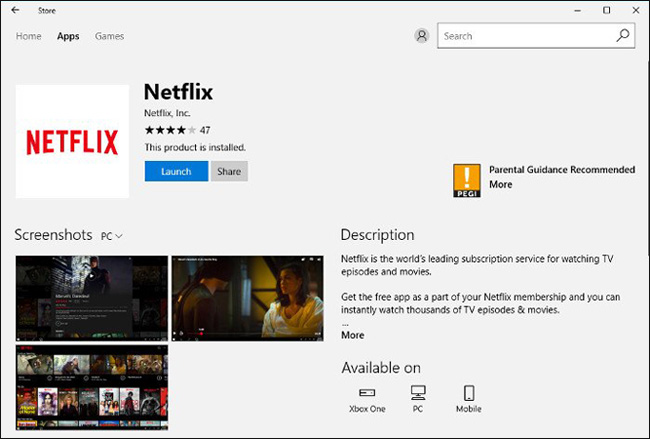 Tải Netflix từ Windows Store