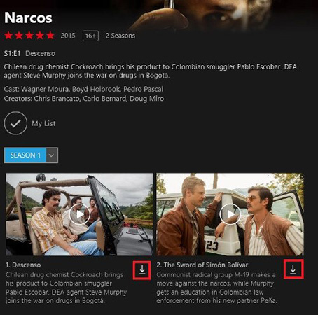 Biểu tượng tải xuống trên Netflix
