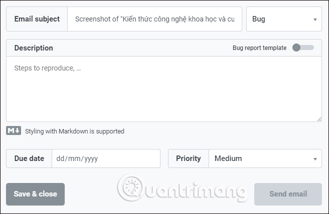 Chỉnh sửa email ảnh chụp