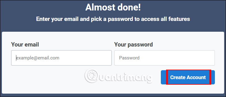 Nhập thông tin tài khoản Marker
