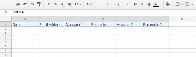 Tạo tiêu đề trong trang tính send emails
