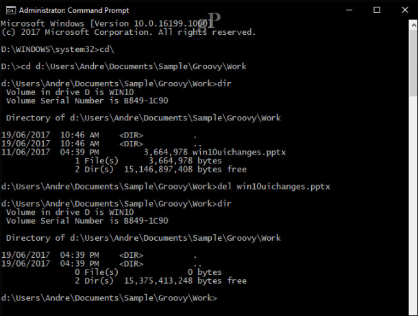 Lệnh cmd để xóa file