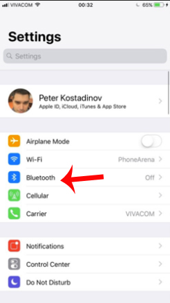 Chọn mục Bluetooth