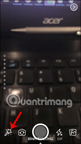 Nhấn chọn icon hiệu ứng