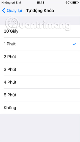 Thời gian tự động khóa màn hình