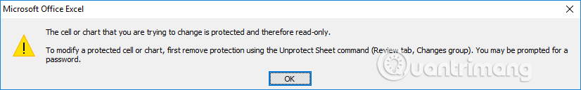 Thông báo khóa sheet