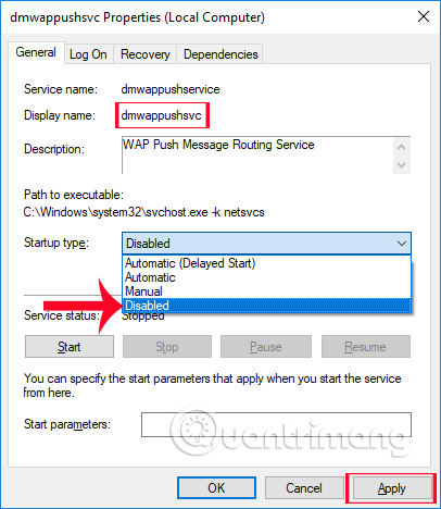 Vô hiệu dmwappushsvc