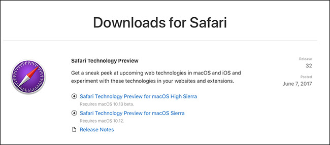 Download Safari Technology Preview