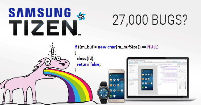 Theo đánh giá của PVS-Studio, Tizen chứa tới 27.000 bug