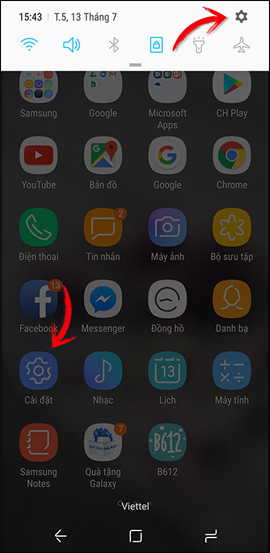 Cài đặt trên thiết bị