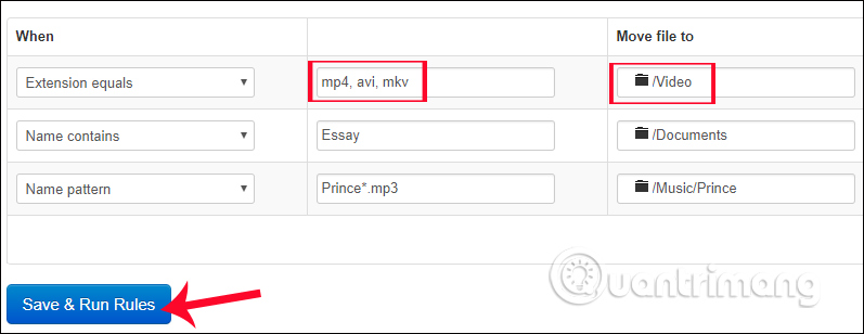 Thiết lập phần loại video