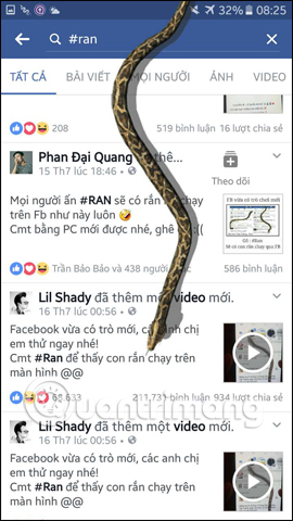 Trò đua con rắn màn hình Facebook
