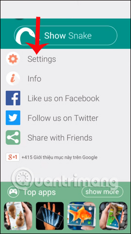 Nhấn chọn Settings