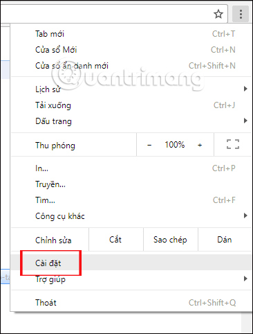 Nhấn chọn Settings trên Chrome