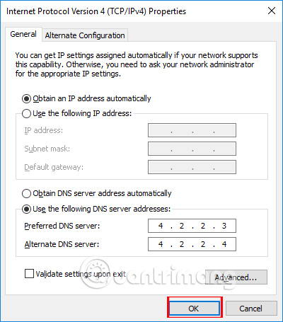 Nhập DNS mới 