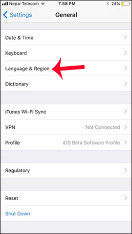 Thiết lập ngôn ngữ iPhone