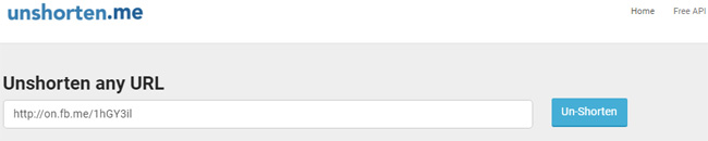 Dán link cần kiểm tra vào Unshorten.me