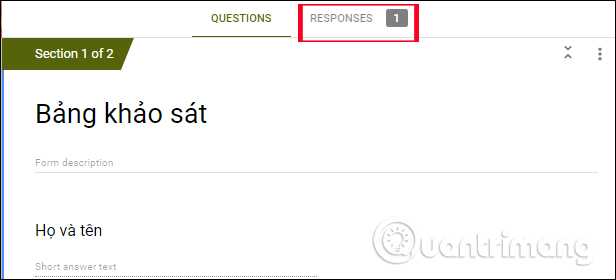 Danh sách câu trả lời