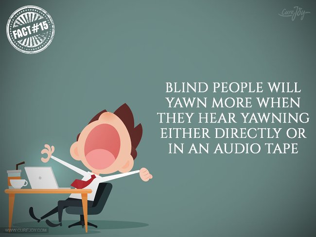 Người mù sẽ ngáp nhiều hơn khi họ trực tiếp nghe thấy tiếng ngáp hoặc nghe trong một băng ghi âm
