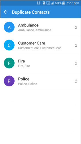 Danh sách số liên lạc trùng lặp