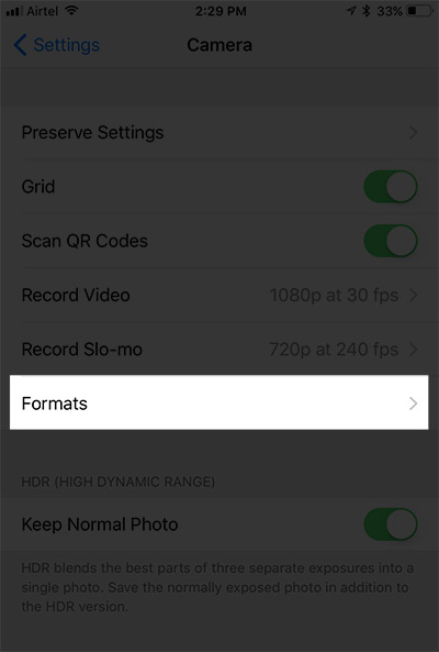 Nhấn chọn mục Formats