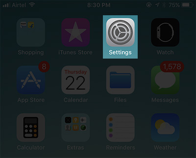 Nhấn nút Settings