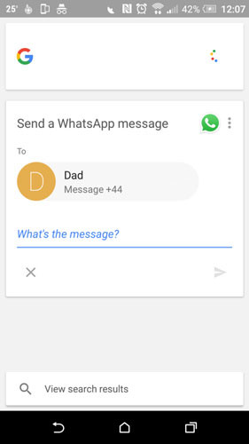 Câu lệnh Send a [WhatsApp] to Dad