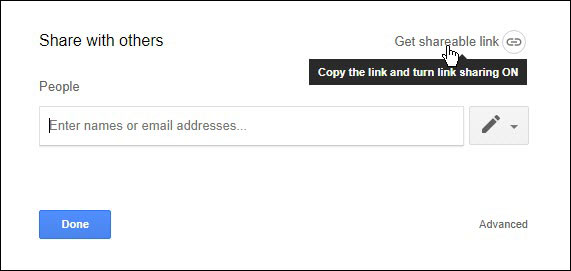 Lấy link để chia sẻ