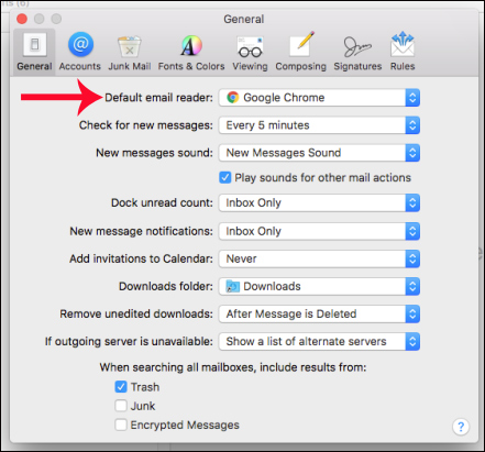 Thay đổi trình đọc email mặc định