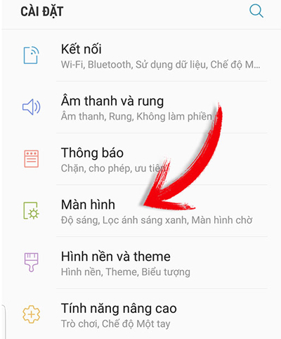 Nhấn chọn Màn hình 