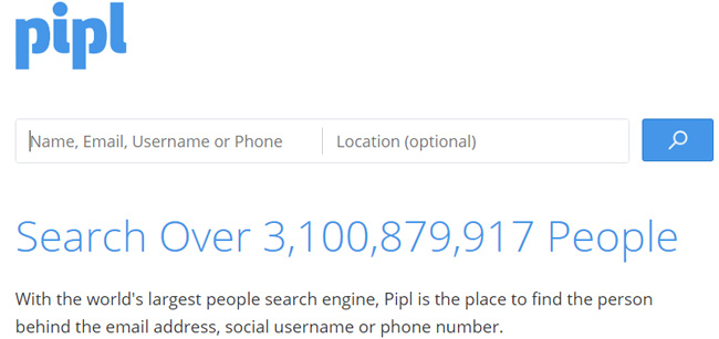 Giao diện của Pipl