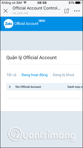 Tạo Official Account