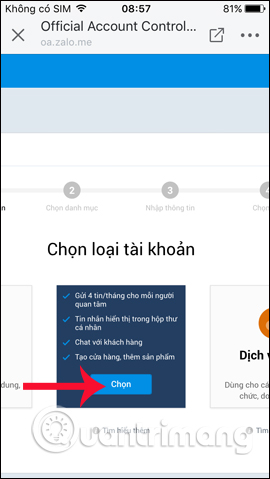 Chọn mục Cửa hàng