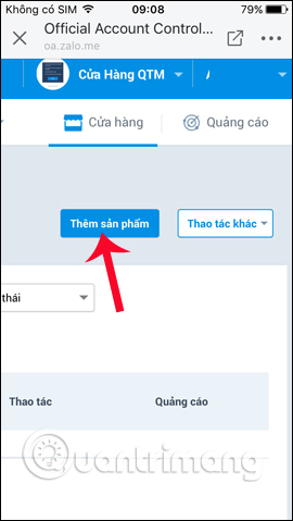Nhấn Thêm sản phẩm