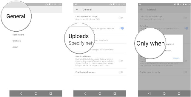 Chọn Only when on wifi