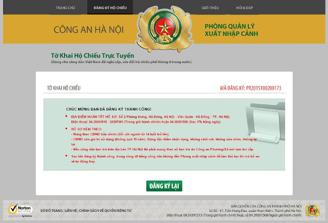 Hoàn thành quá trình đăng ký