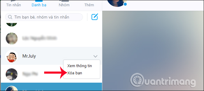 Xóa bạn Zalo trên PC