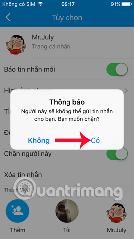 Không nhận tin nhắn từ bạn bè