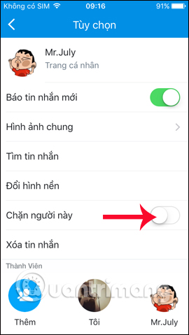 Chặn bạn bè Zalo