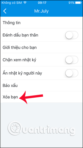 Xóa bạn bè trên Zalo