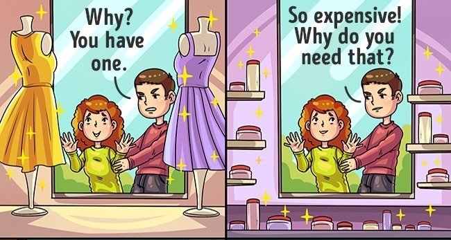 "Sao phải mua mấy thứ này? Đắt lắm. Em đẹp sẵn rồi..."