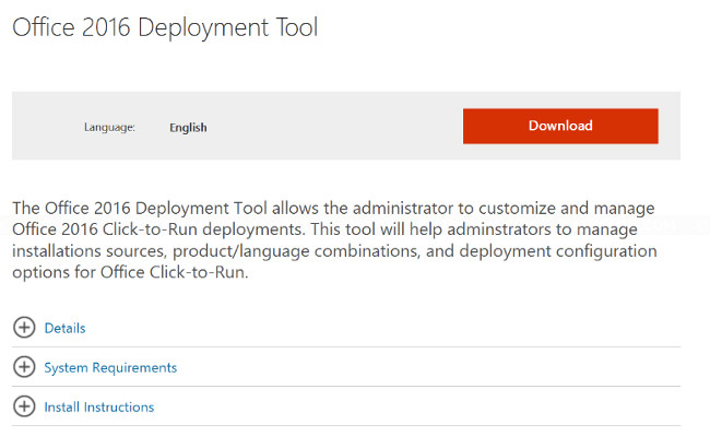 Tải công cụ Office 2016 Deployment Tool