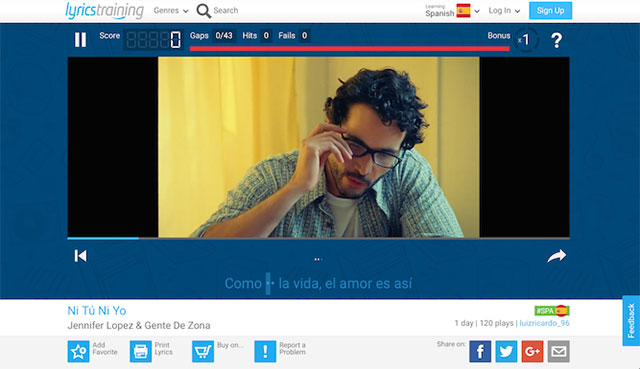 Vừa nghe nhạc vừa điền lời bài hát với Lyrics Training