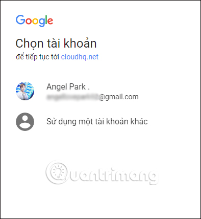 Chọn tài khoản Gmail 