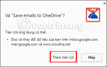 Cài đặt tiện ích Save emails to OneDrive