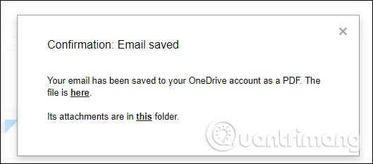 Thông báo lưu email vào OneDrive 