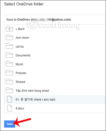Lựa chọn thư mục lưu email