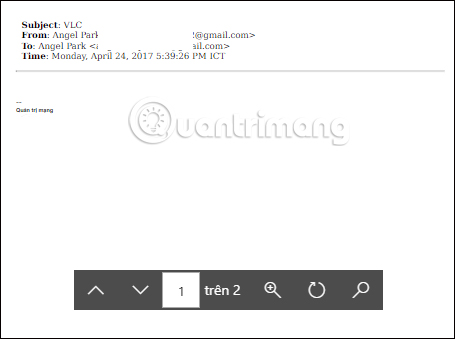 Nội dung email được sao lưu 