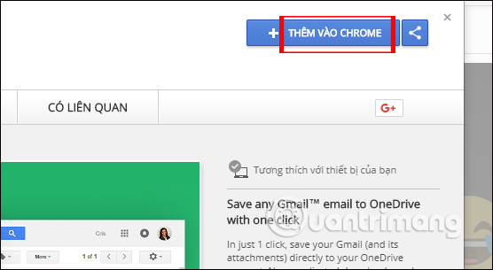 Tiện ích Save emails to OneDrive