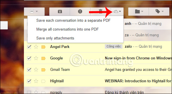 Các tùy chọn sao lưu Gmail trên OneDrive 